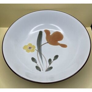 Noritake Hello Spring Vegtable Bowl Round Brown Trim 70s Vintage Orange Serving